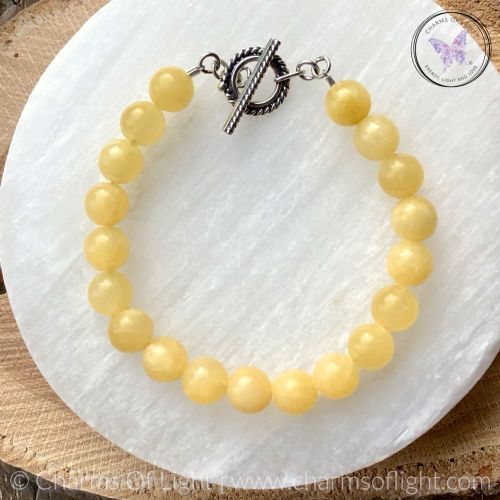 Yellow Calcite - Ambronite -  Healing Bracelet With Silver Toggle Clasp